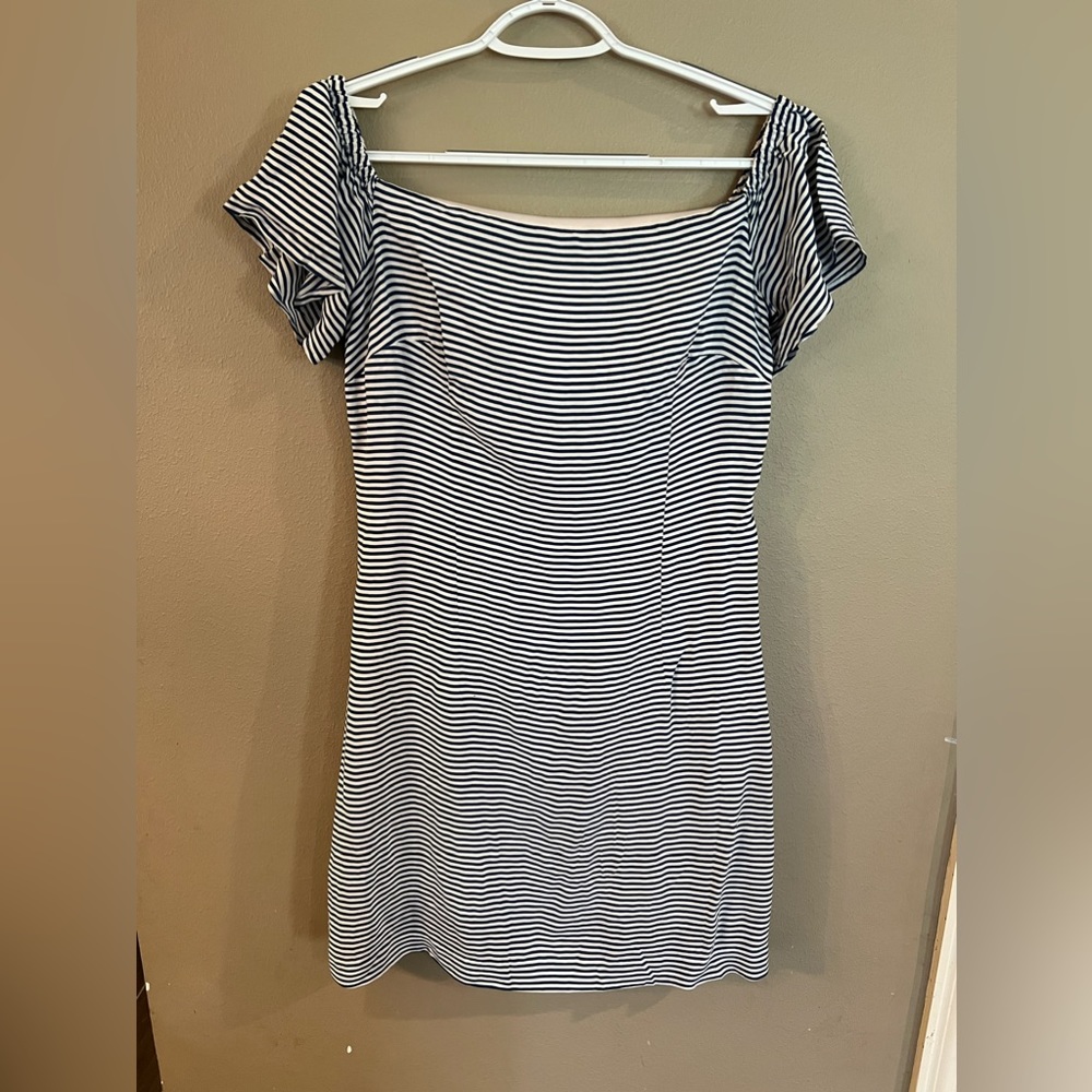 BEBE womens dress in blue and white stripes size 6